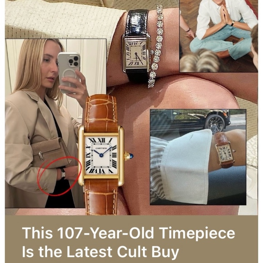 Cartier Gold Watch with Brown Leather Strap